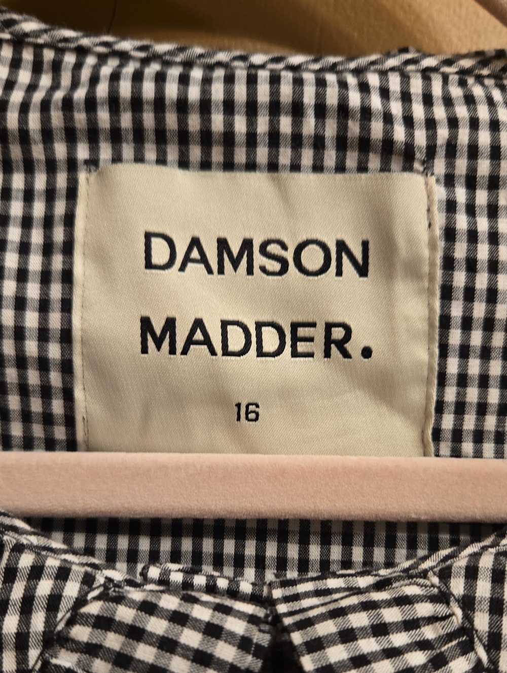 Damson Madder Lois Double Collar Blouse Black Gingham EU 16 /US 12 (See Meas) - Picture 6 of 11